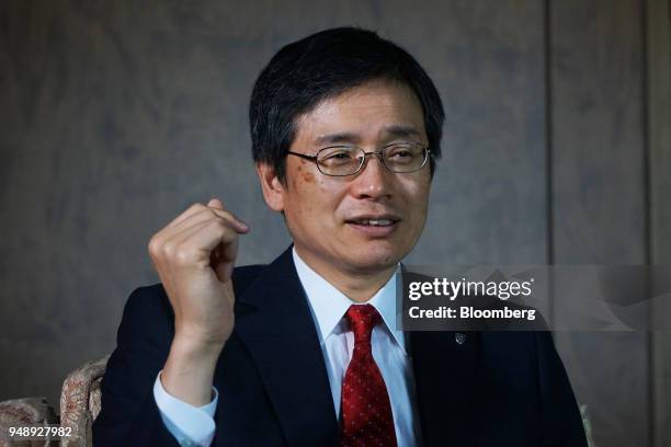 Seiji Inagaki, president of Dai-ichi Life Holdings Inc., speaks during an interview in Tokyo, Japan, on Wednesday, April 4, 2018. Dai-ichi Life is...