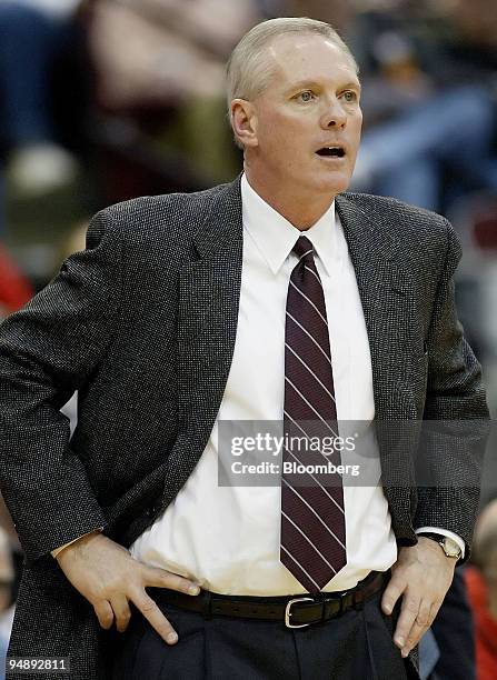 Former Ohio State men's basketball coach Jim O'Brien coaches against Minnesota January 17 in Columbus, Ohio. Ohio State University's athletic...