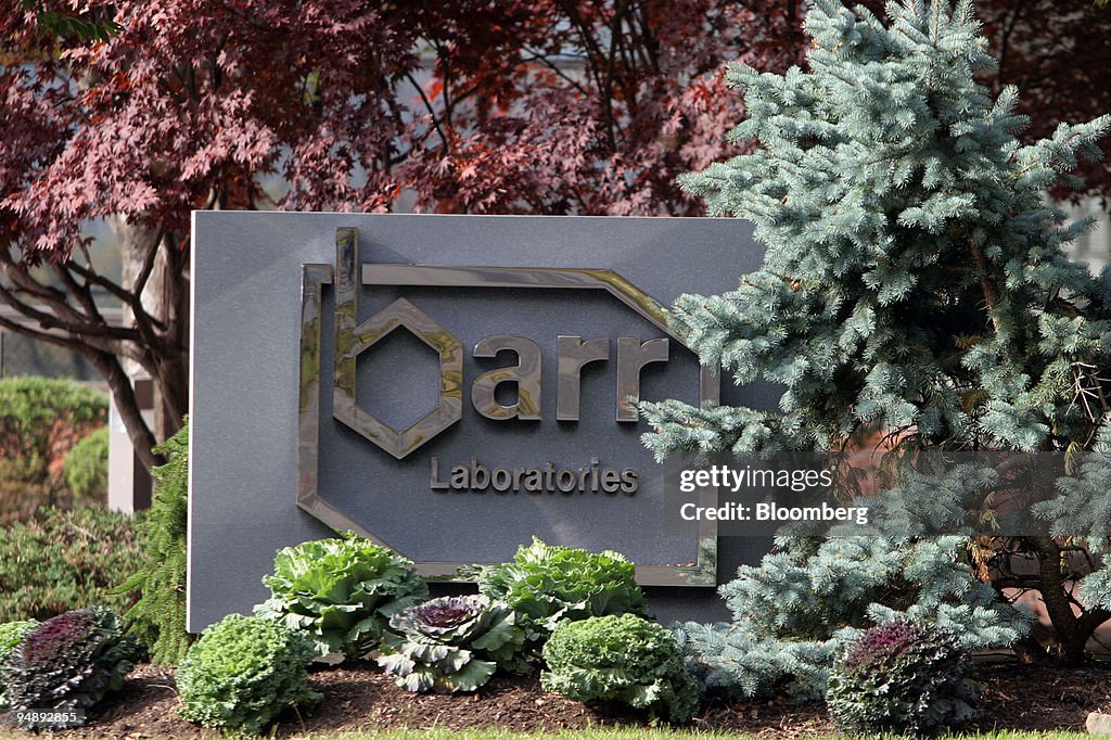 A sign for Barr Laboratories, outside its' Pomona, New York