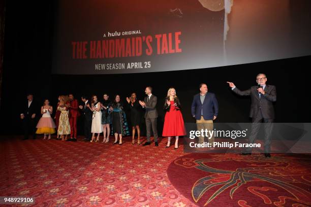 The cast of "The Handmaid's Tale" attend the premiere of Hulu's "The Handmaid's Tale" Season 2 at TCL Chinese Theatre on April 19, 2018 in Hollywood,...