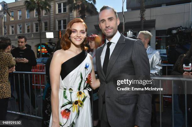 Madeline Brewer and Joseph Fiennes attend the premiere of Hulu's "The Handmaid's Tale" Season 2 at TCL Chinese Theatre on April 19, 2018 in...
