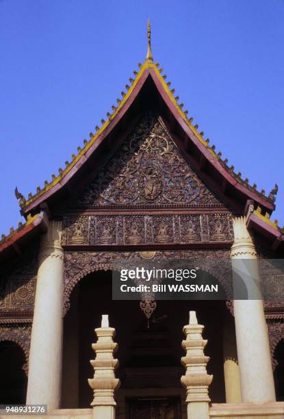 Temple Wat Ong Teu à Vientiane, en mars 1992, Laos.