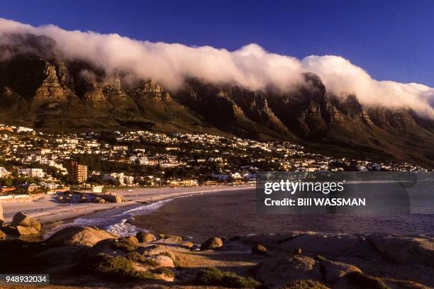 Vue de la baie de la Table à Cape Town, en 2000, Afrique du Sud.