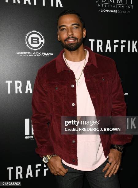 Actor Christian Keyes arrives for the premiere of the film 'Traffik' in Hollywood, California on April 19, 2018.