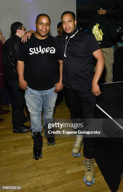 Vin Rock of Hip hop trio 'Naughty By Nature' and Johnny Nunez attend the Bai Hosts "United Skates" Documentary After-Party At Tribeca Film Festival...