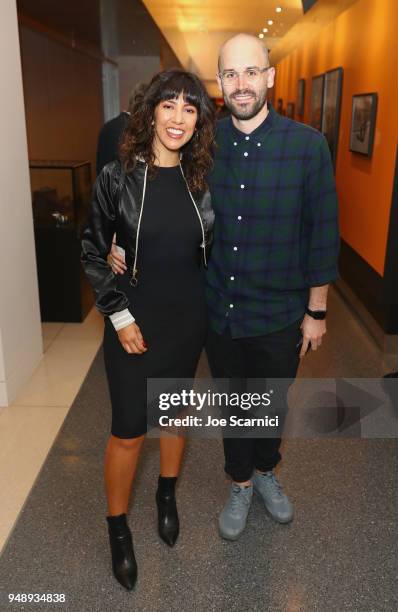 Stephanie Beatriz and Brad Hoss attend the Annenberg Space for Photography's "Not An Ostrich" Exhibit Opening Party at the Annenberg Space For...