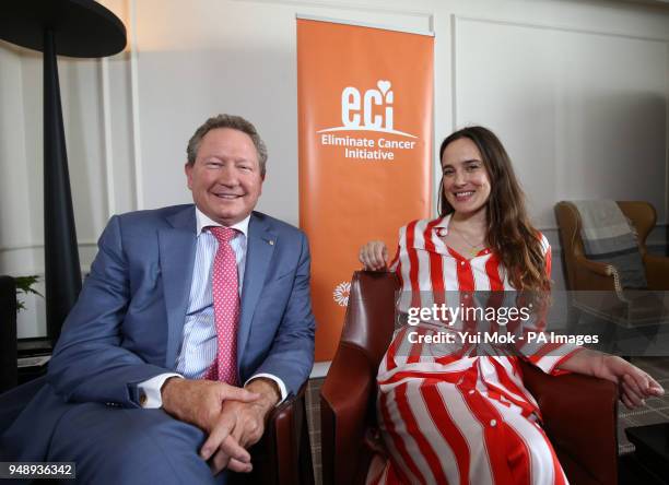 Australian philanthropist Andrew Forrest and Jess Mills, daughter of baroness Tessa Jowell, during a joint interview with the Press Association to...