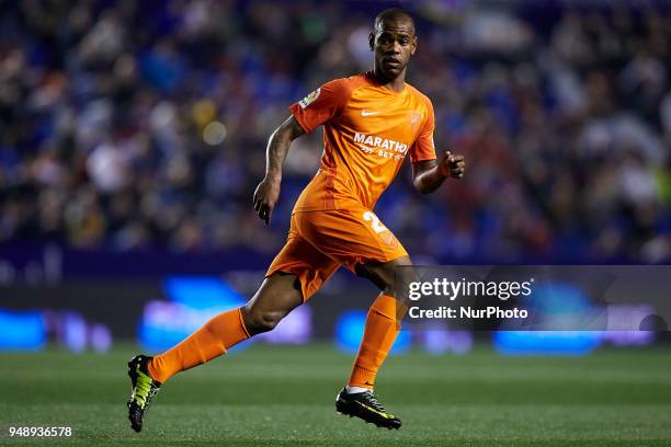 Diego Rolan of Malaga CF runs during the La Liga game between Levante UD and Malaga CF at Ciutat de Valencia on April 19, 2018 in Valencia, Spain