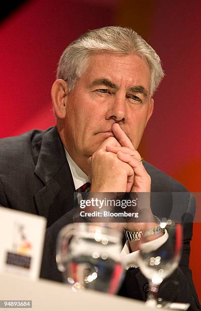 Rex Tillerson, chief executive officer of Exxon Mobile Corp., pauses during the 19th World Petroleum Congress, in Madrid, Spain, on Tuesday, July 1,...