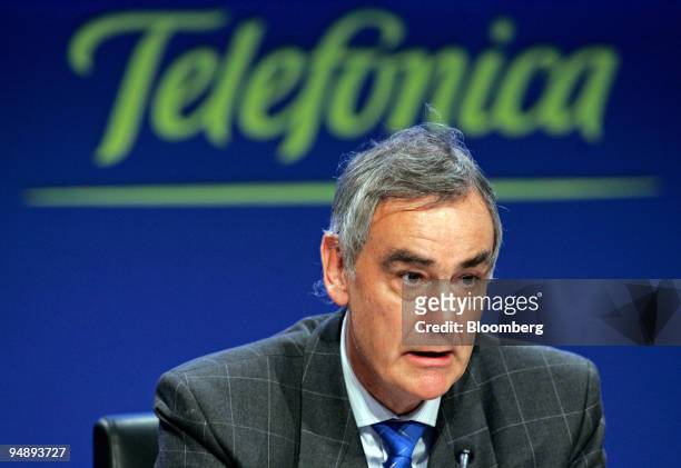 Chairman David Arculus speaks at a news conference in Madrid, Spain, Monday, October 31, 2005. Telefonica SA, Europe's second-largest telephone...