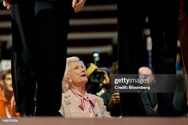 Roberta McCain, mother of Senator John McCain of Arizona, Republican presidential candidate, standing at right, speaks to her son and Joseph...