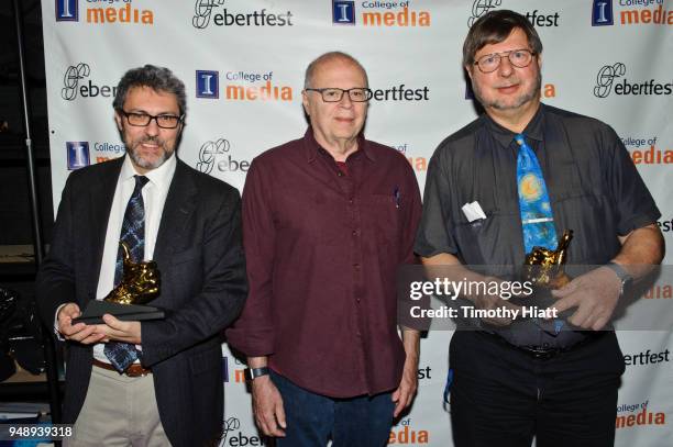 Miguel Alubierre, Nate Kohn, and Brand Fortner attend the 2018 Roger Ebert Film Festival at Virginia Theatre on April 19, 2018 in Champaign, Illinois.