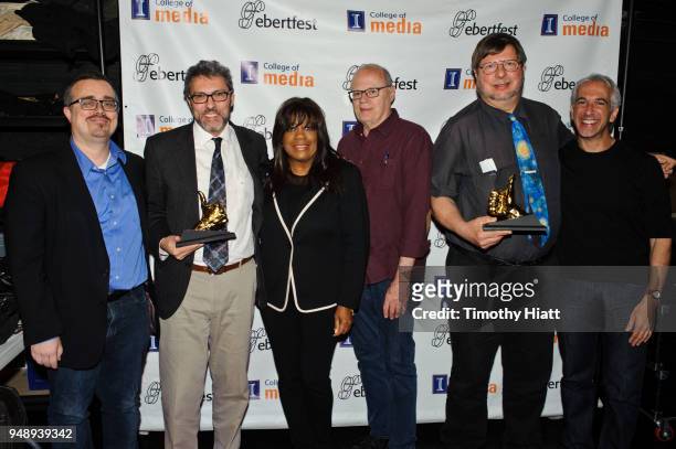 Brian Tallerico, Miguel Alubierre, Chaz Ebert, Nate Kohn, Brand Fortner, and Scott Mantz attend the 2018 Roger Ebert Film Festival at Virginia...