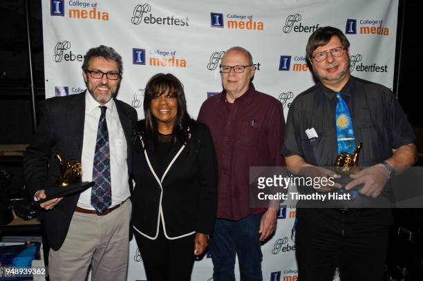 Miguel Alubierre, Chaz Ebert, Nate Kohn, and Brand Fortner attend the 2018 Roger Ebert Film Festival at Virginia Theatre on April 19, 2018 in...