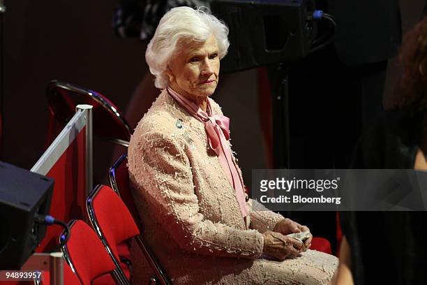 Roberta McCain, mother of Senator John McCain of Arizona, Republican presidential candidate, looks on as her son participates in a sound check and...