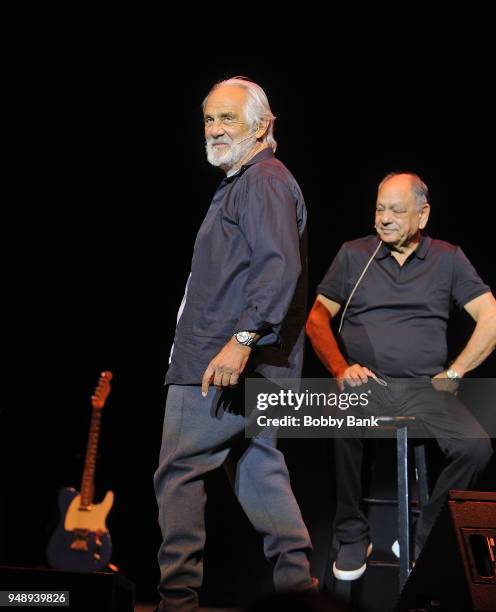 Tommy Chong and Cheech Marin perform as Cheech & Chong at Mayo Performing Arts Center on April 19, 2018 in Morristown, New Jersey.