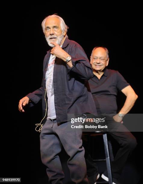 Tommy Chong and Cheech Marin perform as Cheech & Chong at Mayo Performing Arts Center on April 19, 2018 in Morristown, New Jersey.