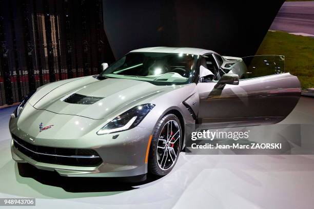 La Chevrolet Corvette Stingray exposee sur le stand Chevrolet, au 85eme salon international de l'automobile a Geneve, en Suisse le 3 mars 2015.