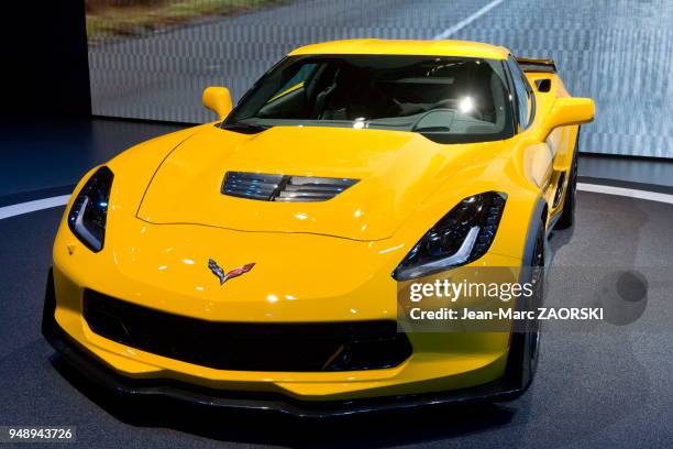 La Chevrolet Corvette Z06, equipee du package de la Z07, exposee sur le stand Chevrolet, au 85eme salon international de l'automobile a Geneve, en...