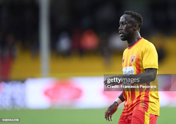 Bacary Sagna of Benevento Calcio in action during the serie A match between Benevento Calcio and Atalanta BC at Stadio Ciro Vigorito on April 18,...