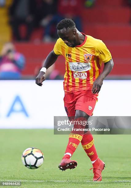 Bacary Sagna of Benevento Calcio in action during the serie A match between Benevento Calcio and Atalanta BC at Stadio Ciro Vigorito on April 18,...