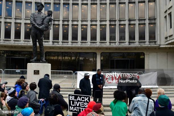 Religious leaders and clergymen with Philadelphians Organized to Witness, Empower and Rebuild hold a Police Accountability rally, followed by a...
