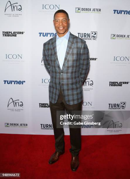Sports analyst and former NFL player Marcus Allen attends the 2018 Derek Jeter Celebrity Invitational gala at the Aria Resort & Casino on April 19,...