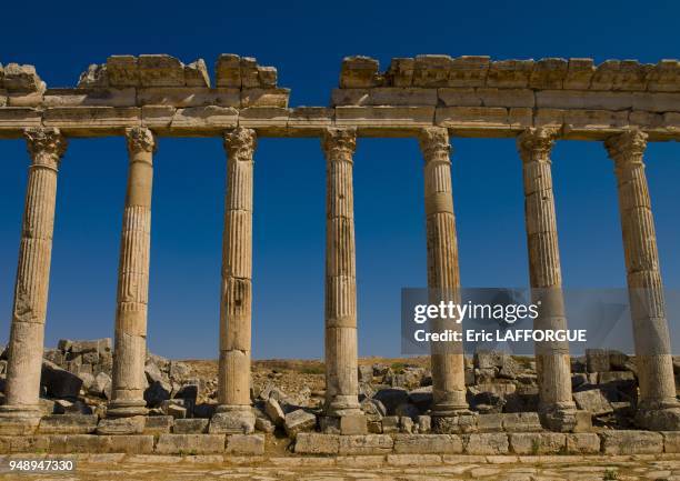 Apamea site is located on the right bank of the Orontes river in North West of Hama and it overlooks the Ghab valley on October 4, 2006 in Syria;it...