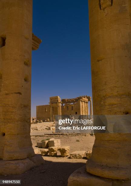 Monumental ruins on October 8, 2006 in Palmyra site, Syria;the site of Palmyra is an oasis in the Syrian desert, north-east of Damascus, it contains...