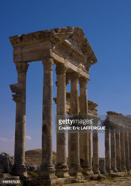 Apamea site is located on the right bank of the Orontes river in North West of Hama and it overlooks the Ghab valley on October 4, 2006 in Syria;it...