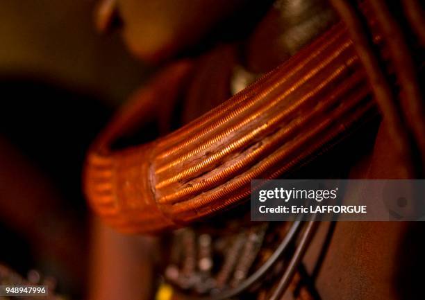 Himba woman copper nacklace epupa, Namibia on March 3, 2014 in Epupa, Namibia.