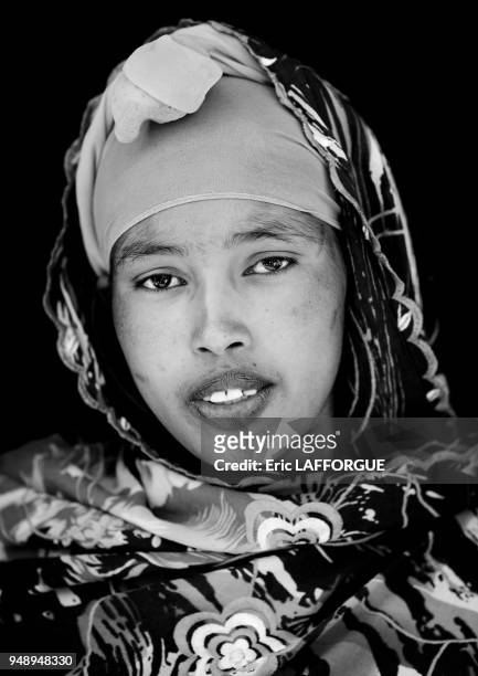 Cute Black Young Woman Wearing Veil Smiling Portrait Hargeisa Somaliland.