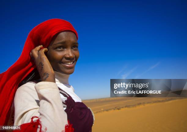 Sudanese teenager girl, meroe, Sudan on March 9, 2013 in Meroe, Sudan.