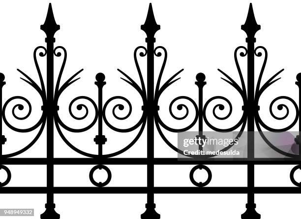 schmiedeeisen zaun nahtlose art deco - zaun stock-grafiken, -clipart, -cartoons und -symbole