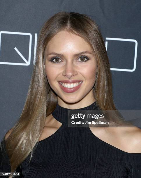 Karina Hoffman attends the premiere for "Godard Mon Amour" hosted by Cohen Media Group and The Cinema Society at the Quad Cinema on April 19, 2018 in...