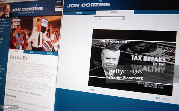 This is a screenshot taken on October 25, 2005 of U.S. Senator Jon Corzine's website that depicts a video accusing Republican candidate Doug...