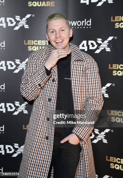 Professor Green aattends the launch of Cineworlds new 4DX screen at Cineworld Leicester Square on April 19, 2018 in London, England.