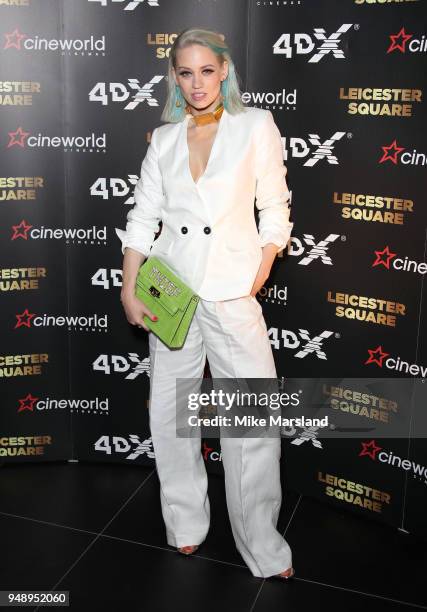Kimberly Wyatt aattends the launch of Cineworlds new 4DX screen at Cineworld Leicester Square on April 19, 2018 in London, England.