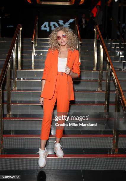 Becca Dudley aattends the launch of Cineworlds new 4DX screen at Cineworld Leicester Square on April 19, 2018 in London, England.