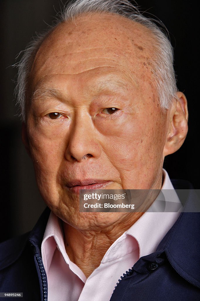 Singapore's Minister Mentor Lee Kuan Yew speaks to Bloomberg