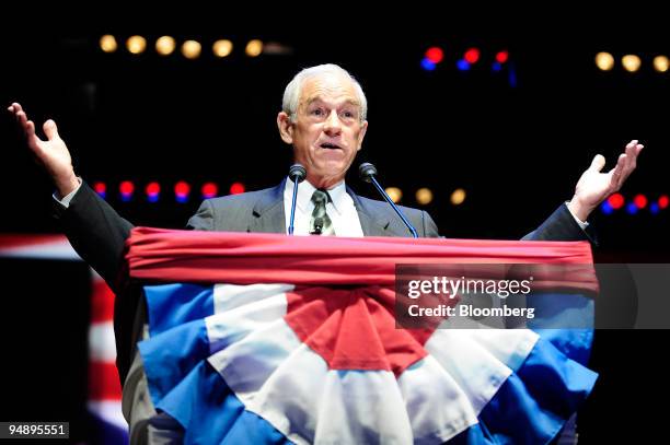 Ron Paul, a Republican representative from Texas who lost to Senator John McCain of Arizona in winning the Republican presidential nomination, speaks...