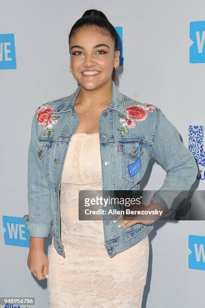 Laurie Hernandez attends WE Day California at The Forum on April 19, 2018 in Inglewood, California.