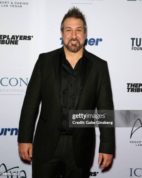 Singer Joey Fatone attends the 2018 Derek Jeter Celebrity Invitational gala at the Aria Resort & Casino on April 19, 2018 in Las Vegas, Nevada.