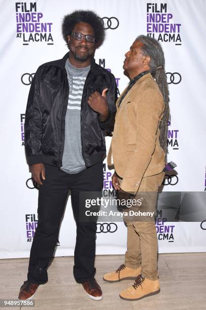 Kamau Bell and Elvis Mitchell attend Film Independent at LACMA hosts special screening of "United Shades Of America" at Bing Theater At LACMA on...