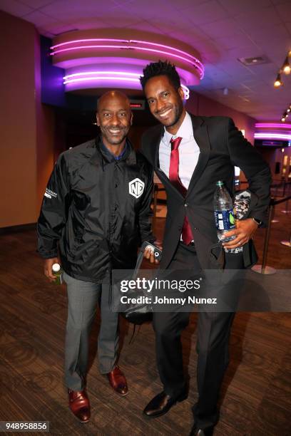 Stephen Hill and Theo Dumont attend the "Pimp" Private Screening at Regal Battery Park Cinemas on April 19, 2018 in New York City.