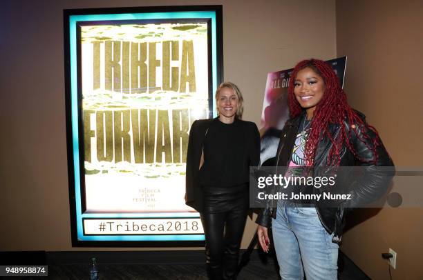 Christine Crokos and Keke Palmer attend the "Pimp" Private Screening at Regal Battery Park Cinemas on April 19, 2018 in New York City.