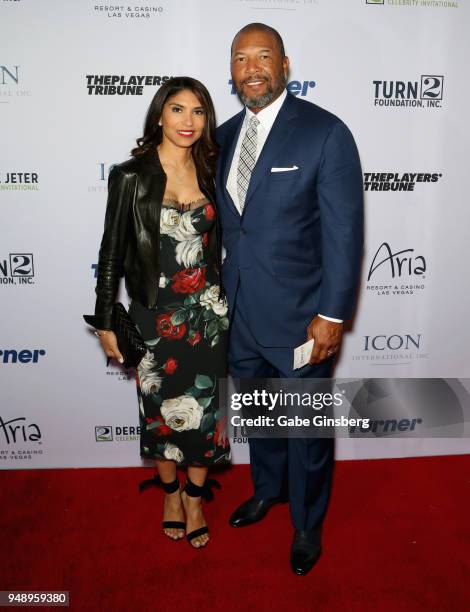 Singer Deleon Richards and her husband, former MLB player Gary Sheffield, attend the 2018 Derek Jeter Celebrity Invitational gala at the Aria Resort...