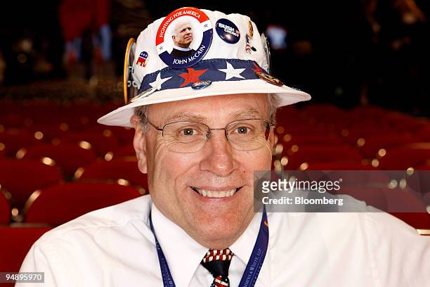Bruce Thompson, a delegate from San Diego, California, sits for a portrait on day two of the Republican National Convention at the Xcel Energy Center...