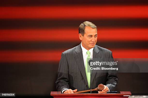 John Boehner, a Republican representative from Ohio who serves as Minority Leader of the House, speaks on day two of the Republican National...