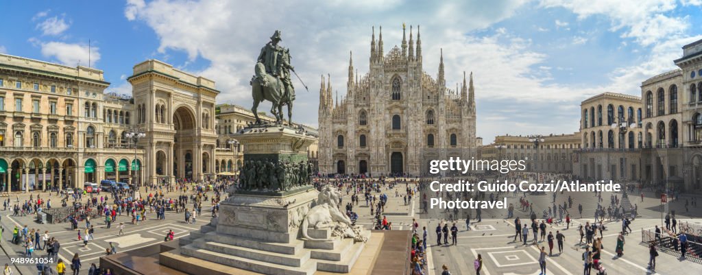 Piazza del Duomo, the Cathedral and equestrian monument to Vittorio Emanuele II